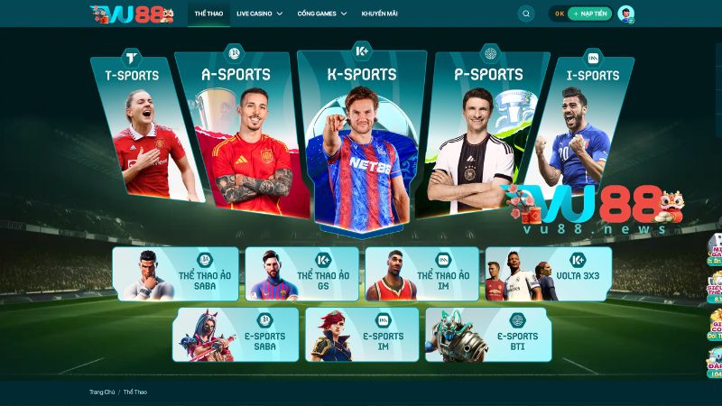 Giới thiệu sảnh thể thao trên nhà cái VU88
