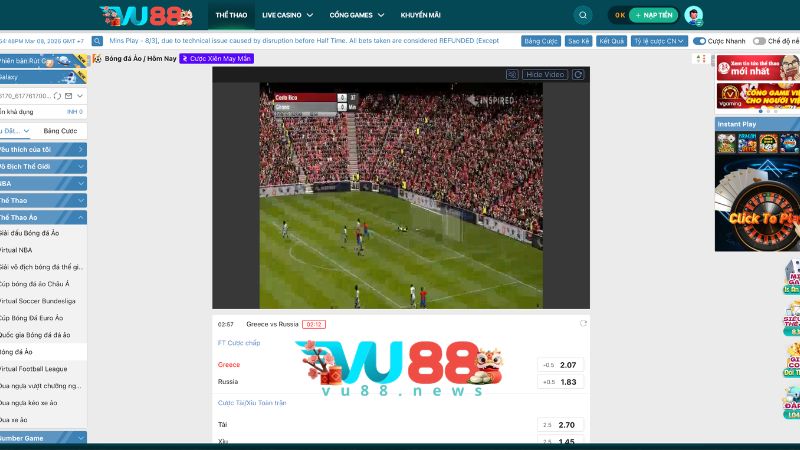 Những bộ môn phổ biến trong sảnh thể thao VU88