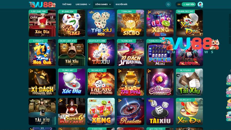 Những game nổi bật trong sảnh Table Games VU88