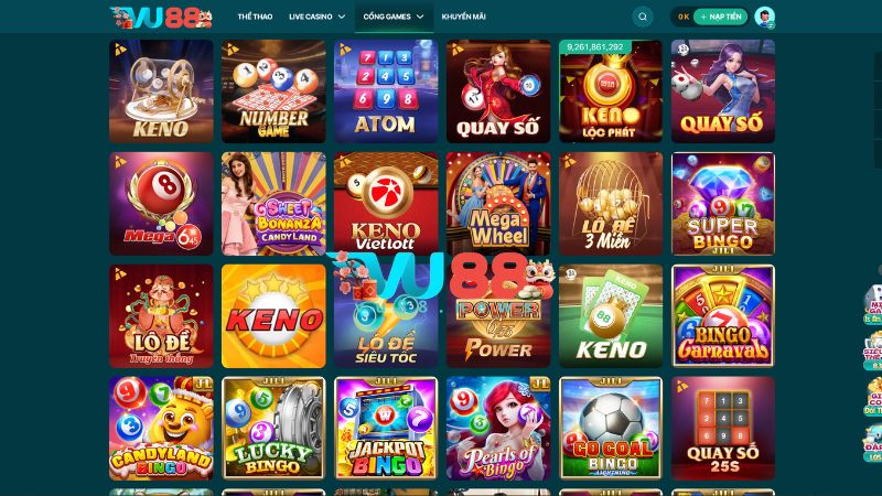 Những thể loại phổ biến trong sảnh xổ số VU88