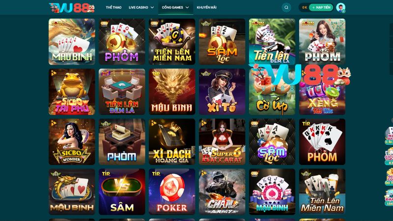 Những tựa game bài VU88 đình đám trong năm 2026