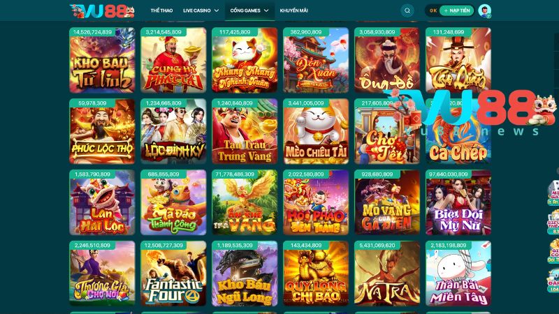 Top những game nổ hũ hay nhất trên nhà cái VU88