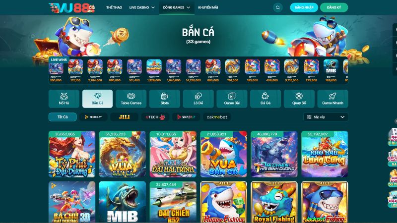 Sảnh bắn cá đổi thưởng đa dạng chủ đề tại Vu88