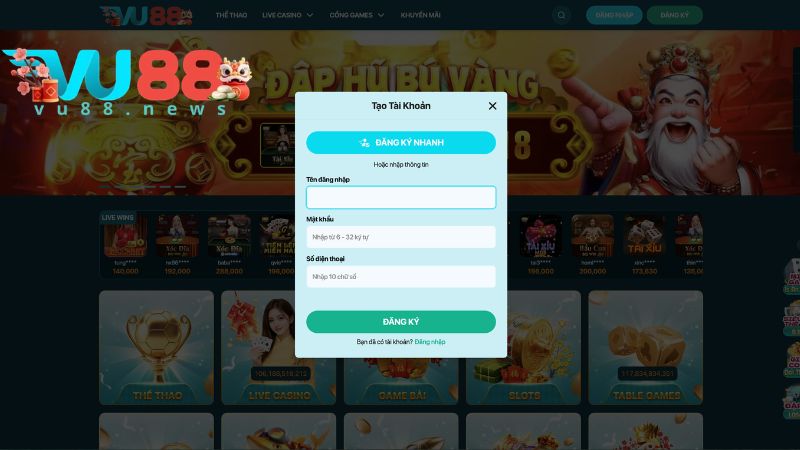 Hướng dẫn đăng ký VU88 cho tân thủ