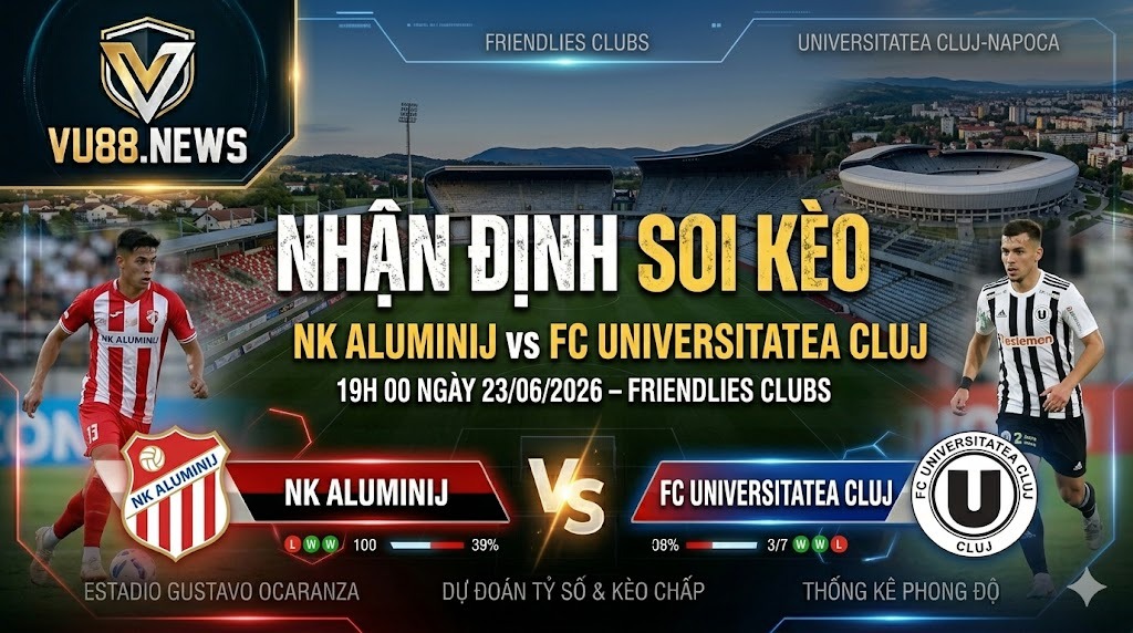 Nhận định soi kèo Aluminij vs Universitatea Cluj 19h 00 ngày 23/06/2026 – Friendlies Clubs
