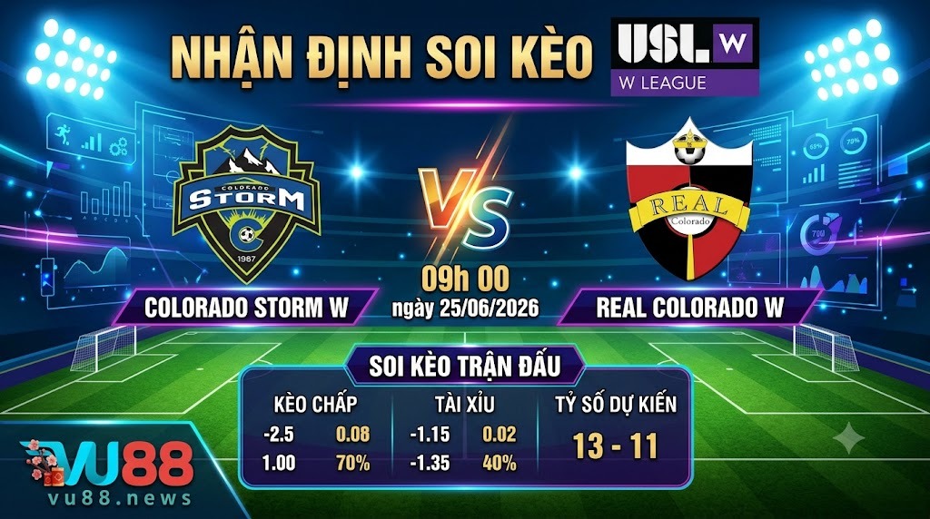 Nhận định soi kèo Colorado Storm W vs Real Colorado W 09h 00 ngày 25/06/2026 – USL W League