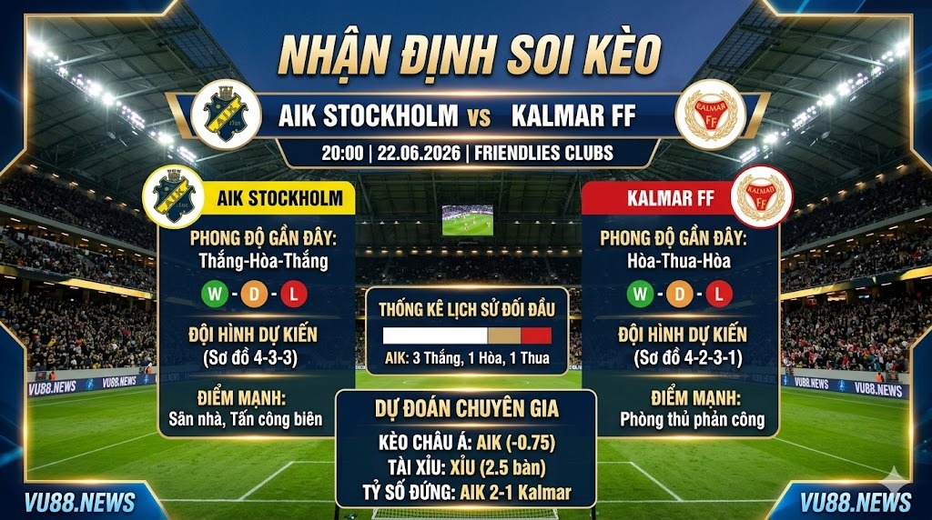 Nhận định soi kèo AIK Stockholm vs Kalmar FF 20h 00 ngày 22/06/2026 – Friendlies Clubs