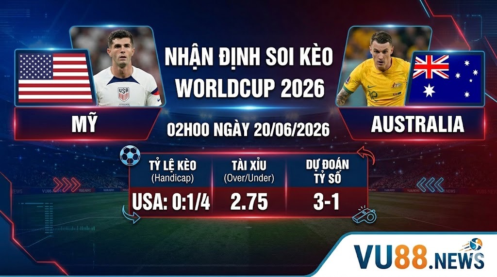 Nhận định soi kèo Mỹ vs Australia 02h00 ngày 20/06/2026 – World Cup 2026