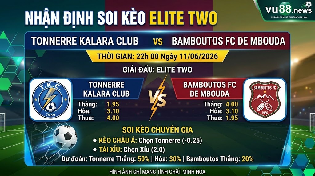 Nhận định soi kèo Tonnerre vs Bamboutos 22h 00 ngày 11/06/2026 – Elite Two
