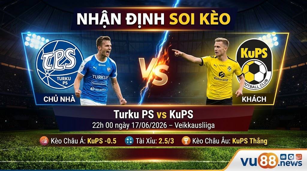 Nhận định soi kèo Turku PS vs KuPS 22h 00 ngày 17/06/2026 – Veikkausliiga