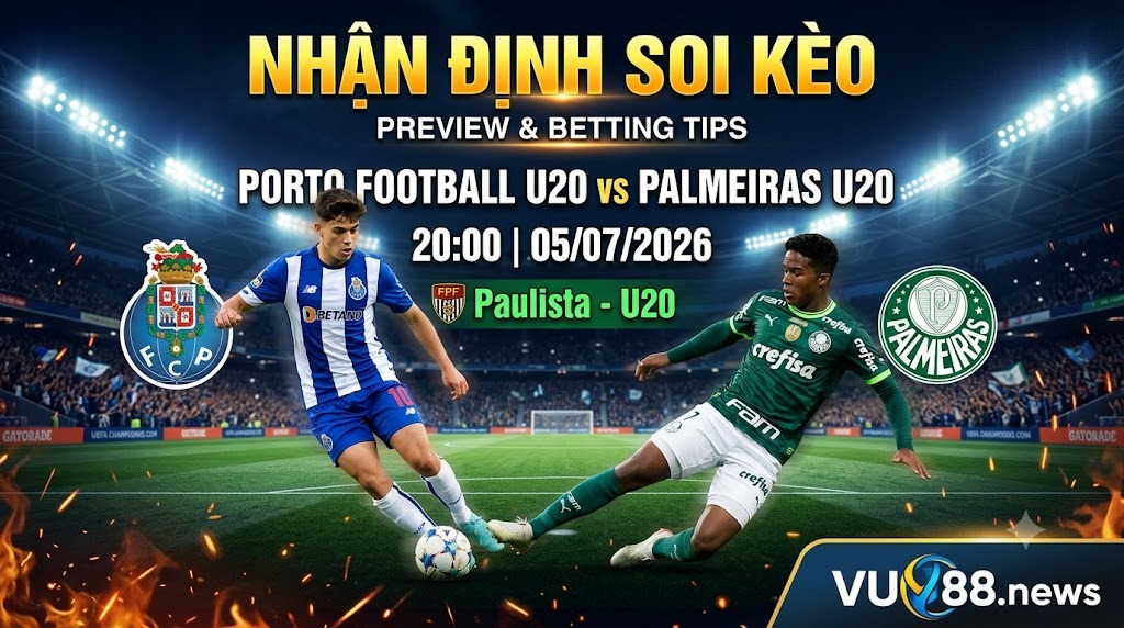 Nhận định soi kèo Porto Football U20 vs Palmeiras U20 20h 00 ngày 05/07/2026 – Paulista - U20